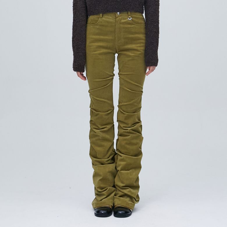 CORDUROY SHIRRING PANTS OLIVE BP4WP003
