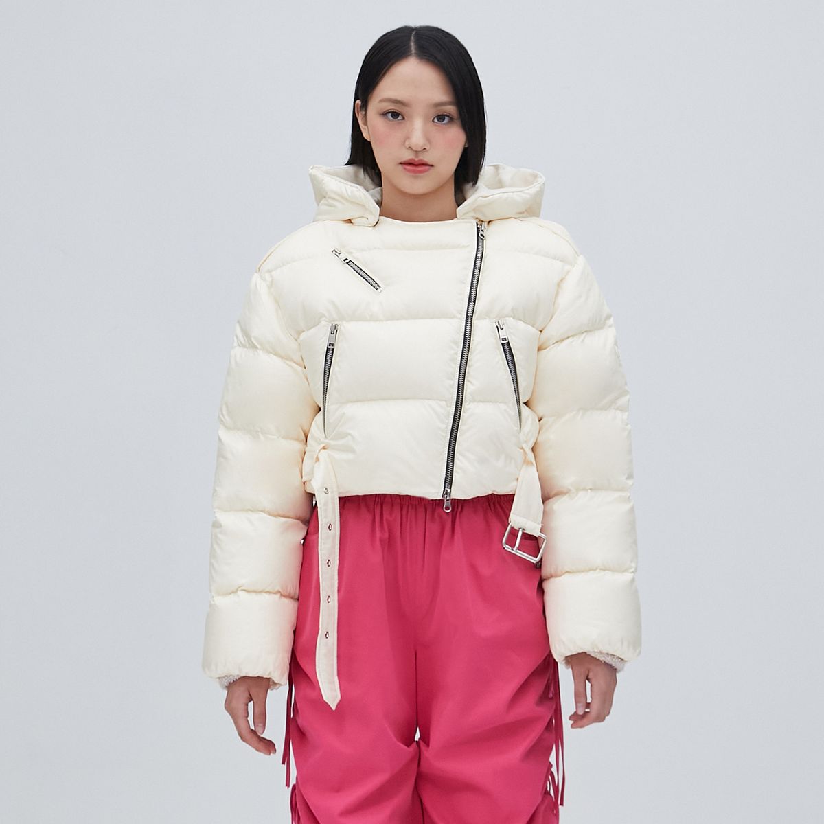라라폭스(LALAFOX) BELTED GOOSE DOWN JACKET IVORY BP4NK001