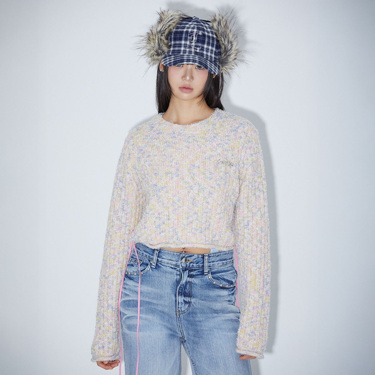 라라폭스(LALAFOX) MULITI CROP STRING KNIT BEIGE BP4KL003