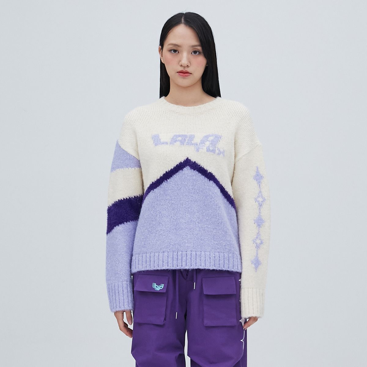 라라폭스(LALAFOX) LALA COLOR BLOCK PULLOVER KNIT IVORY BP4KL008
