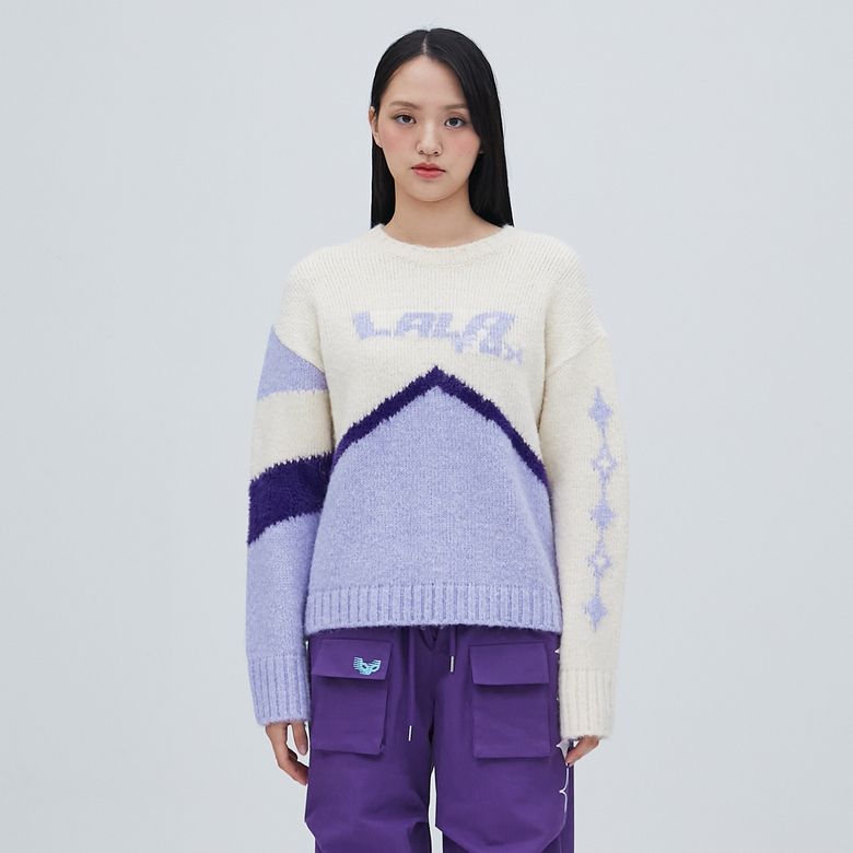 LALA COLOR BLOCK PULLOVER KNIT IVORY BP4KL008