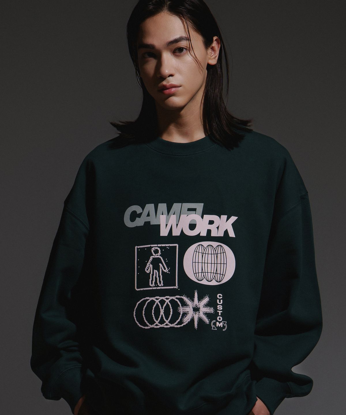 카멜워크(CAMEL WORK) 글리치 스웨트셔츠(그린)