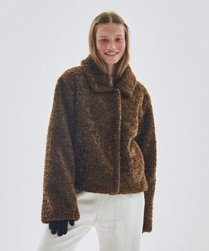 퍼 플리스 숏 무스탕 자켓 점퍼 [브라운]