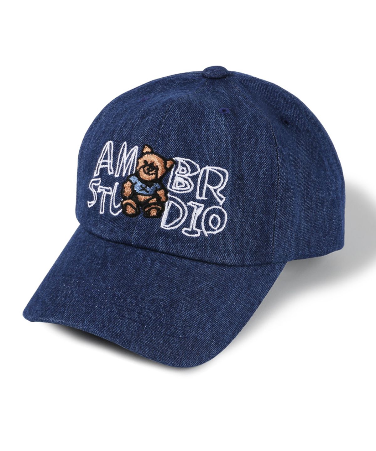 엠블러(AMBLER) Smile bear-Denim 자수 볼캡 야구모자 AH501 (중청)