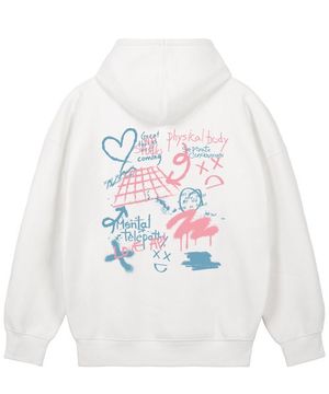 그라피티 오버핏 와이드 숄더 후디_화이트