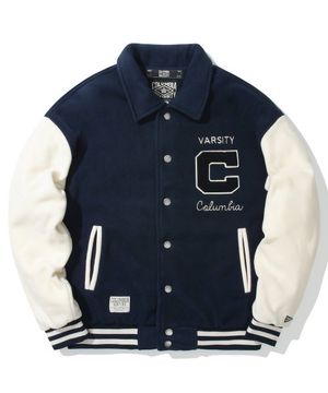 C BOUCLE LOGO VASITY MEDIUM JACKET 다크네이비