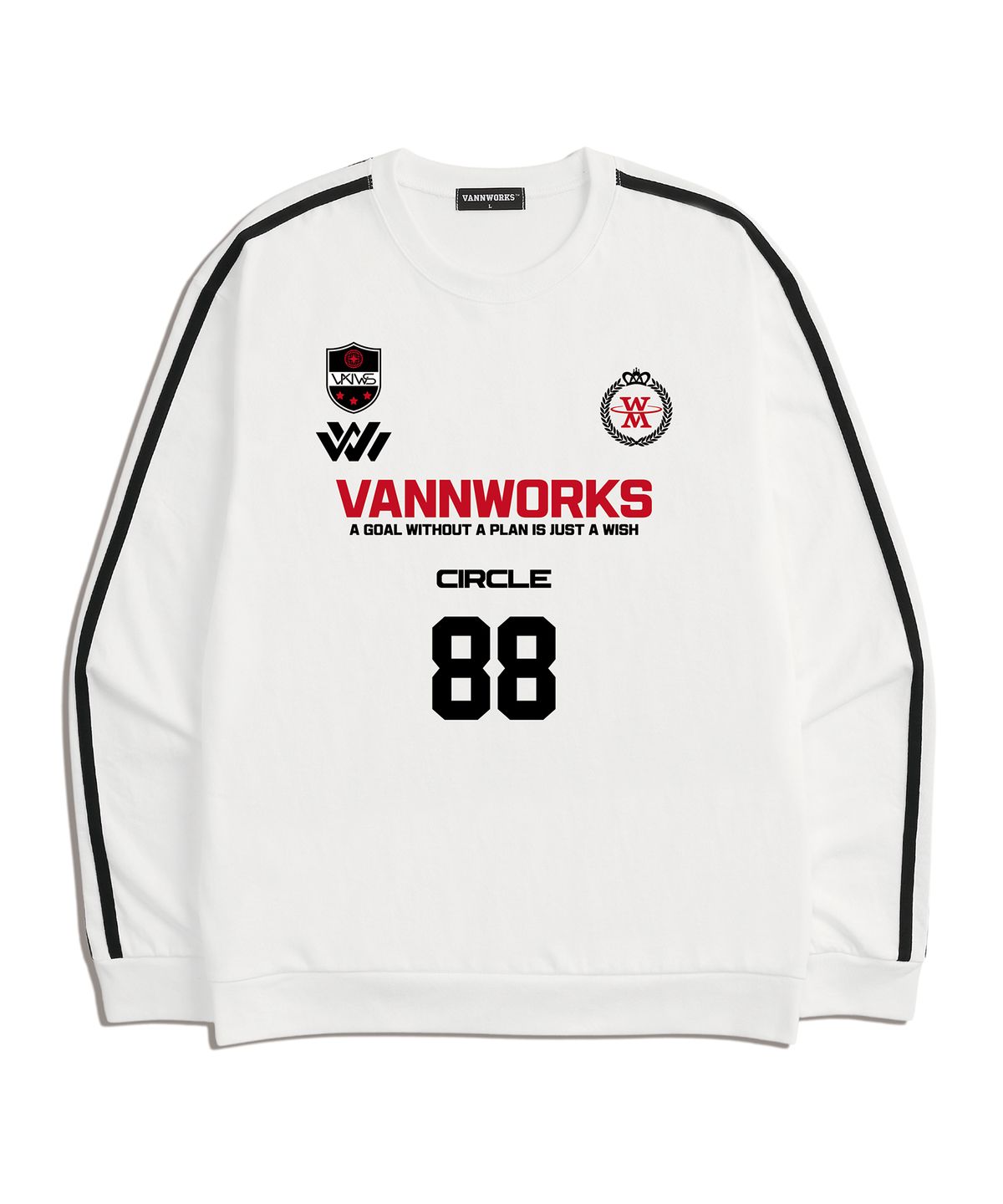 밴웍스(VANNWORKS) 투톤 유니폼 로고 져지 맨투맨 (VLS0034) 화이트/레드