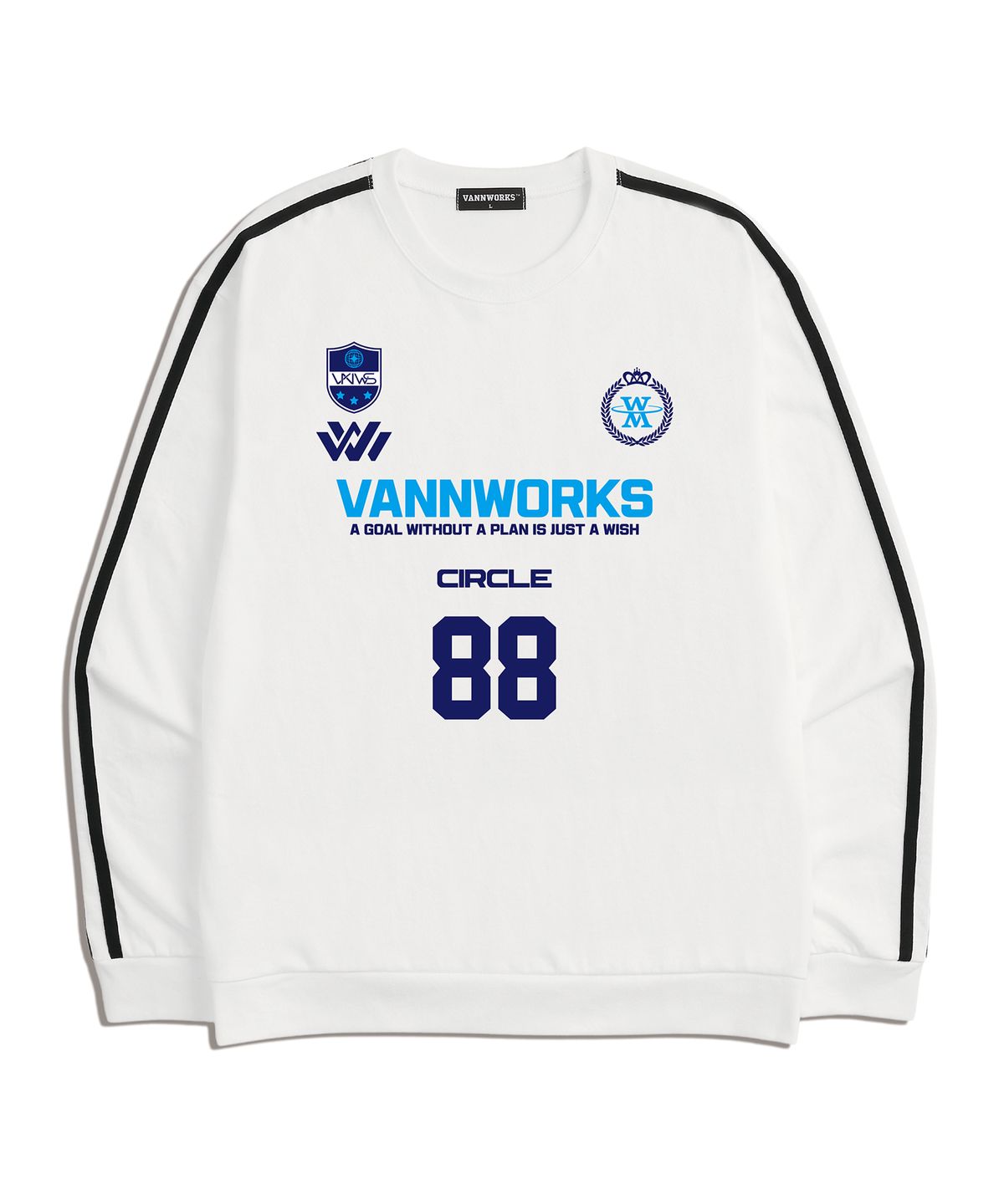 밴웍스(VANNWORKS) 투톤 유니폼 로고 져지 맨투맨 (VLS0034) 화이트/스카이