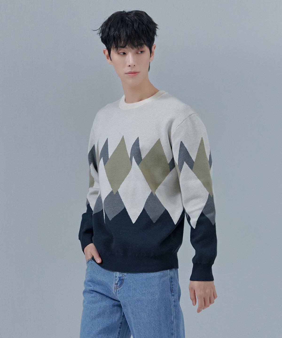 체이스컬트(CHASECULT) 남성 아가일 패턴 스웨터-CFRK5216D05