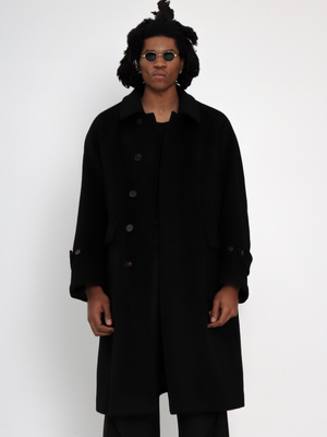 프리미엄 퓨어 울 발마칸 코트 블랙