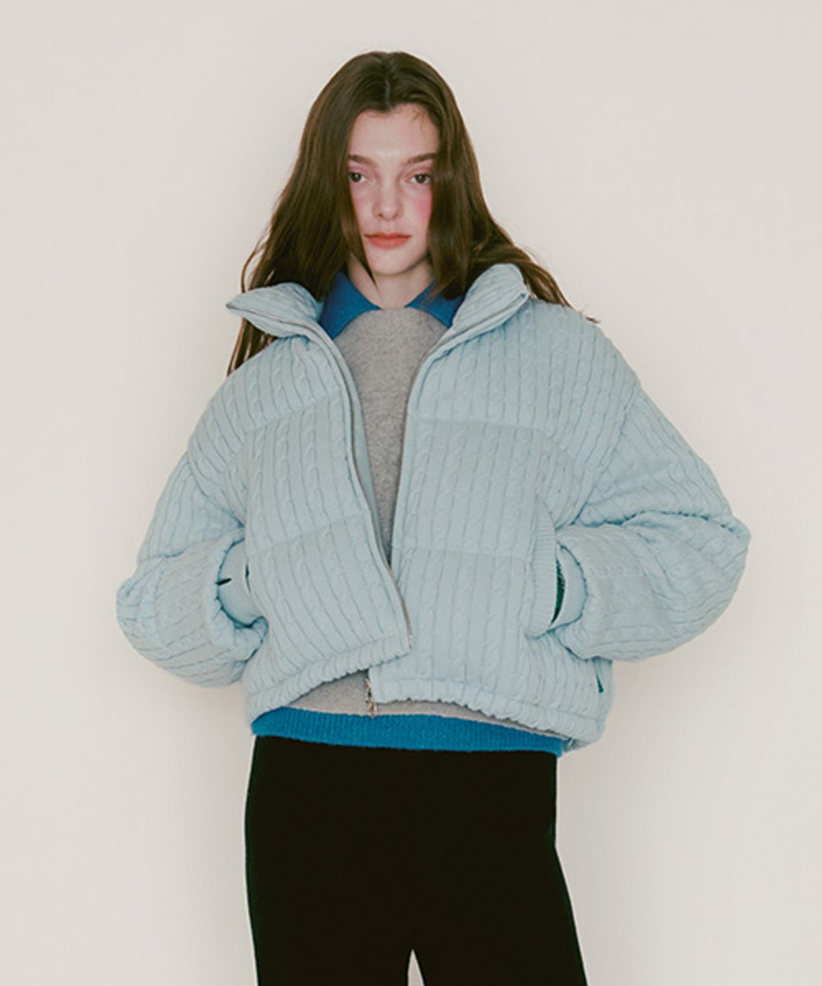 카테고리9(CATEGORY9) KNIT PADDED JACKET_LIGHT BLUE