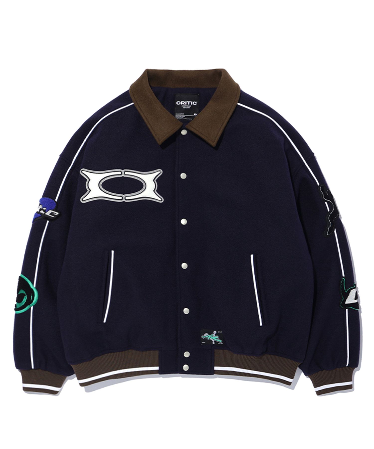 MUSINSA | CRITIC ALIEN COACHS VARSITY JACKET NAVY