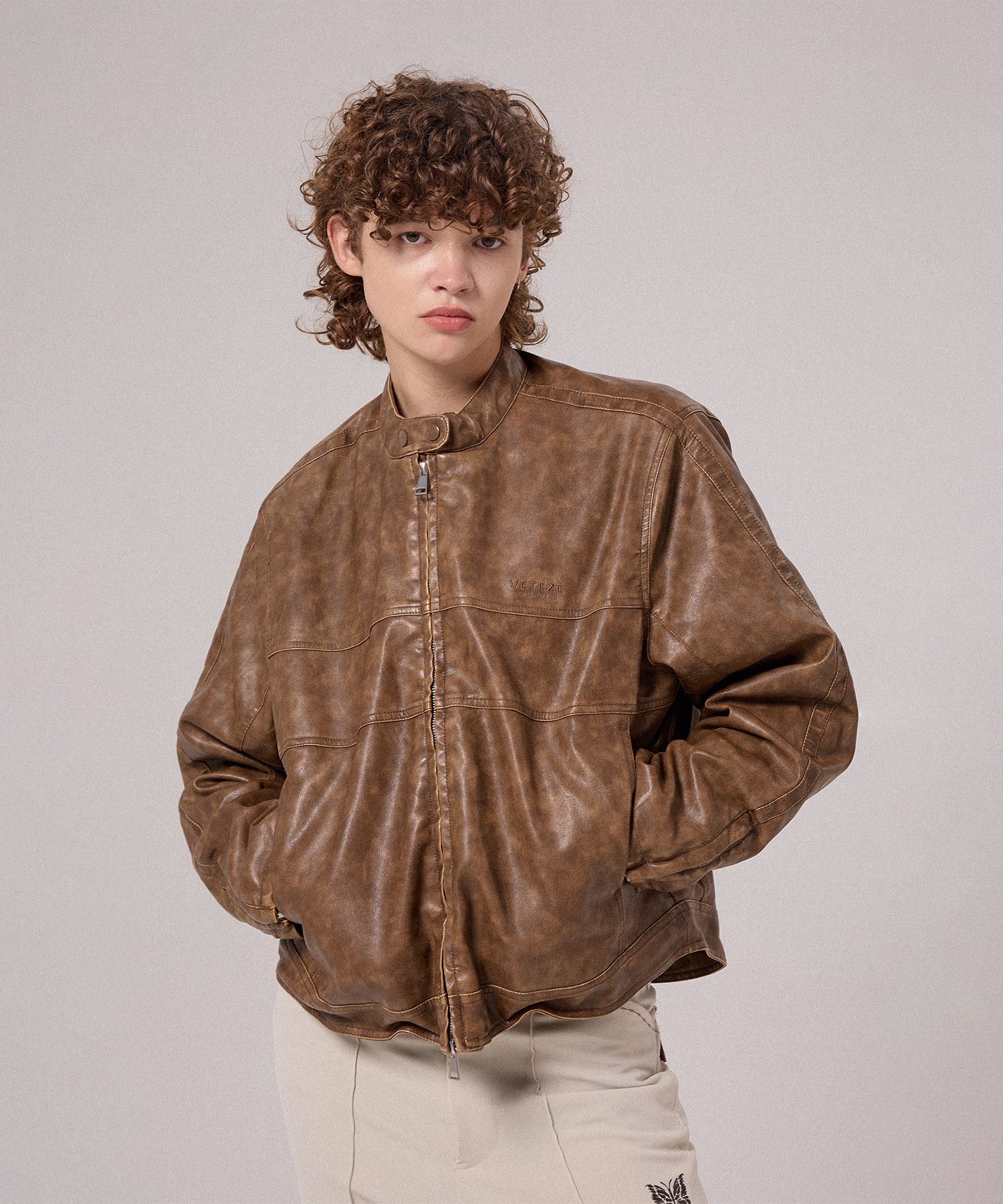 MUSINSA公式 | VETEZE [ビーカンレザー] エイジングバイカージャケット