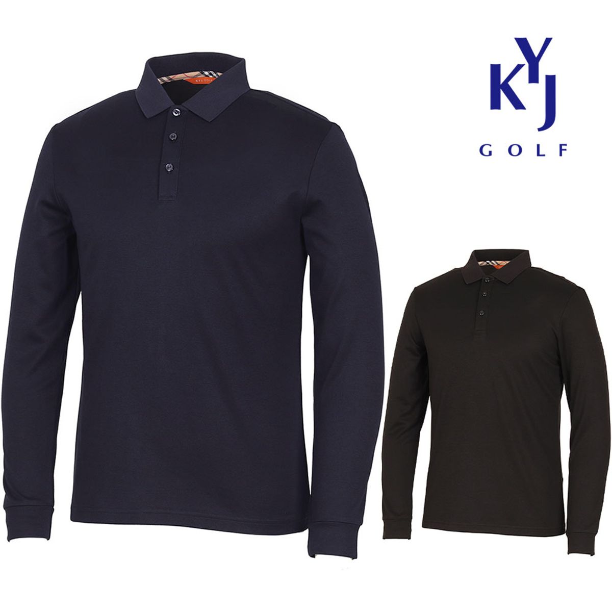 김영주 골프(KIM YOUNG JOO GOLF) 봄가을 남성 솔리드 부띠 모달 카라 골프 티셔츠 KNFMTS49