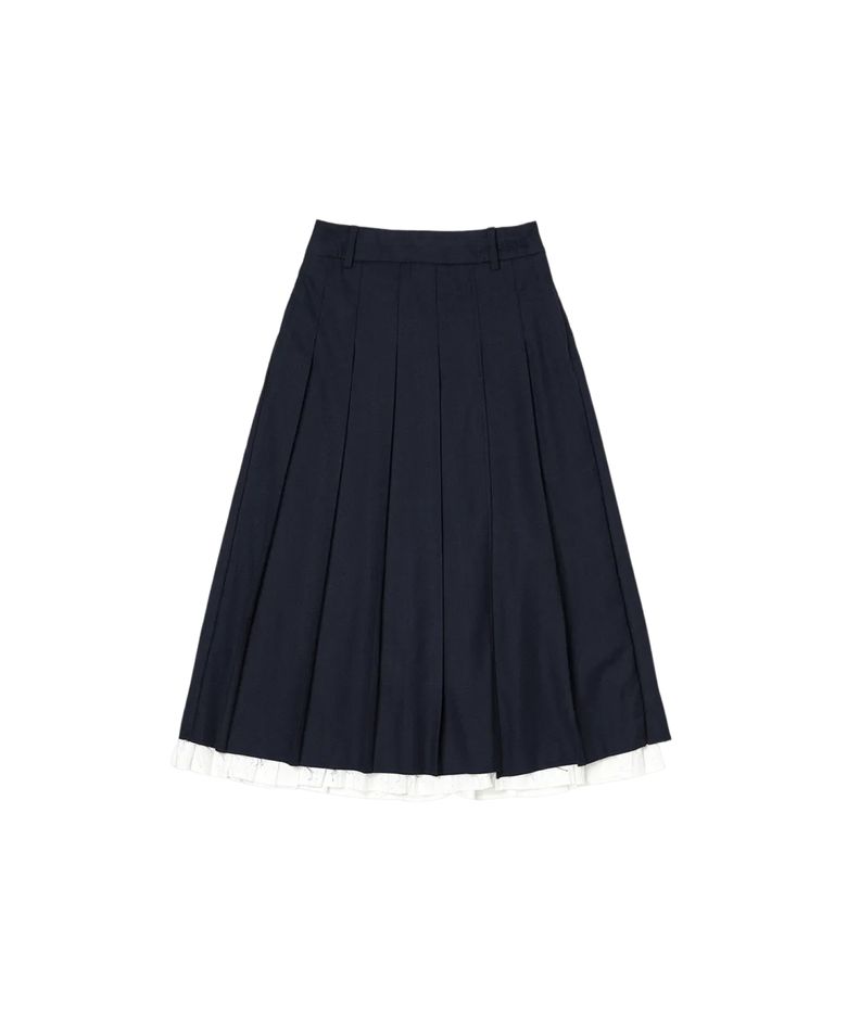 First-date Pleats Skirt Navy