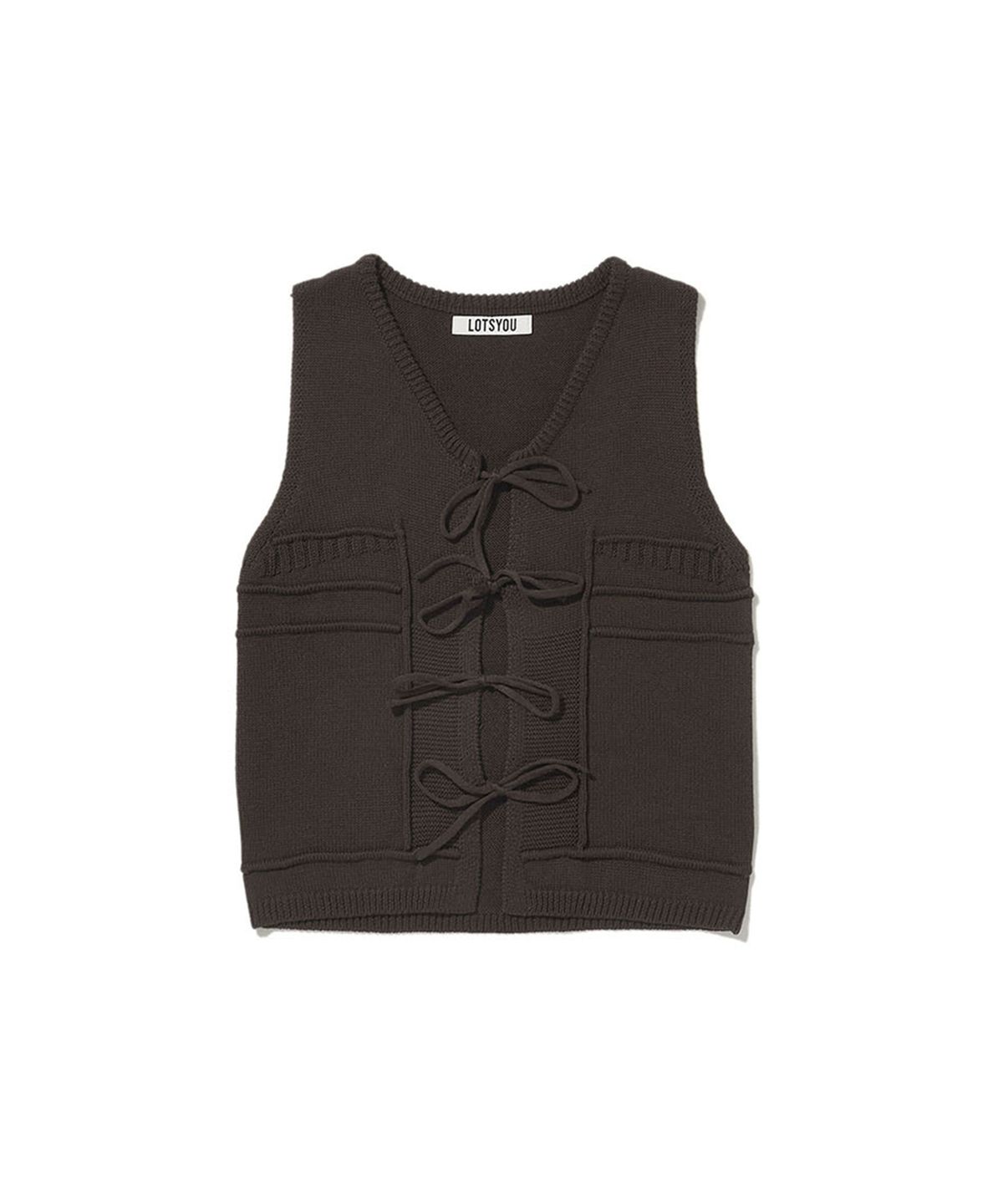 라츠유(LOTSYOU) Little Flower Knit Vest Brown