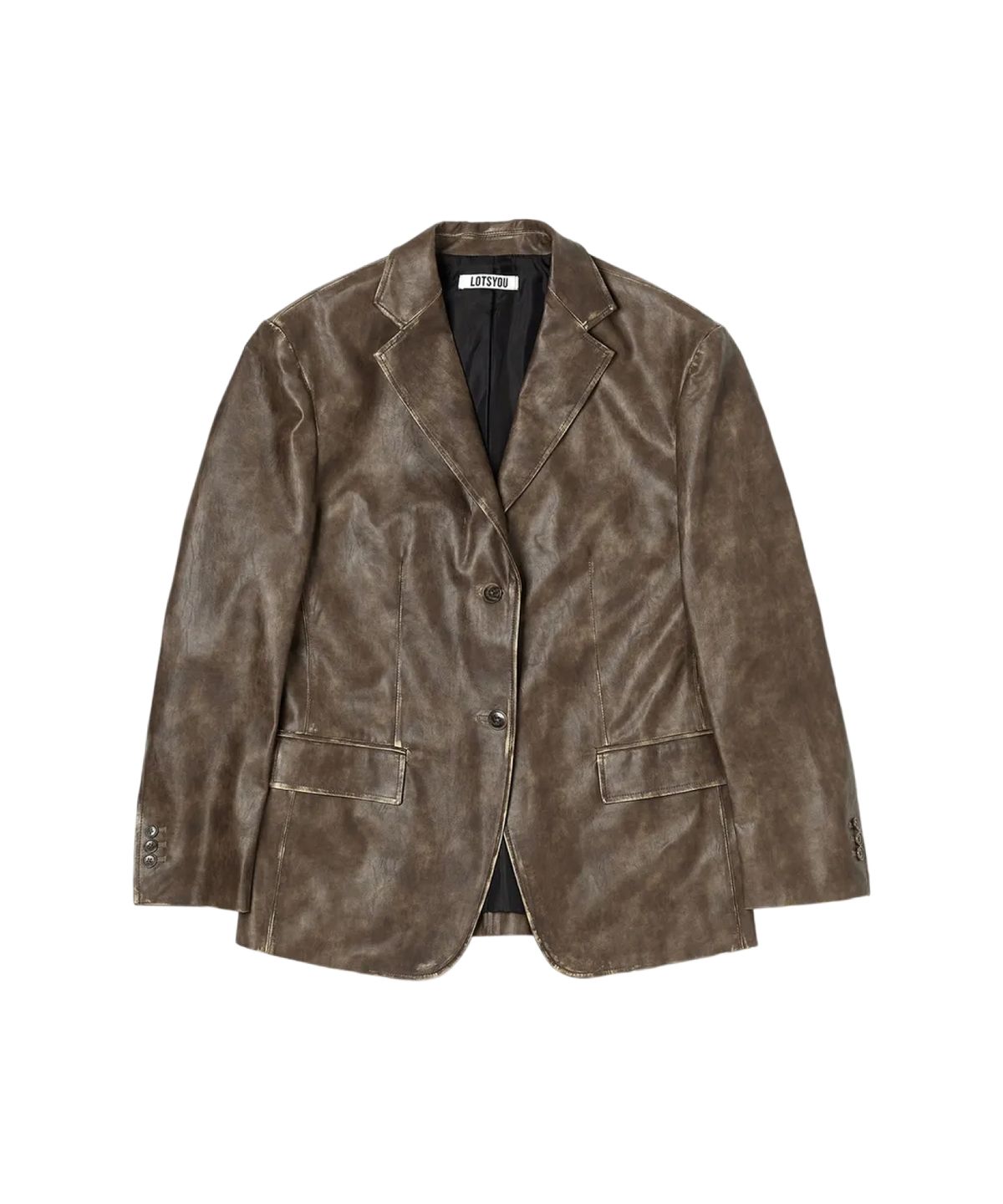 라츠유(LOTSYOU) Muse Faux Leather Jacket Brown