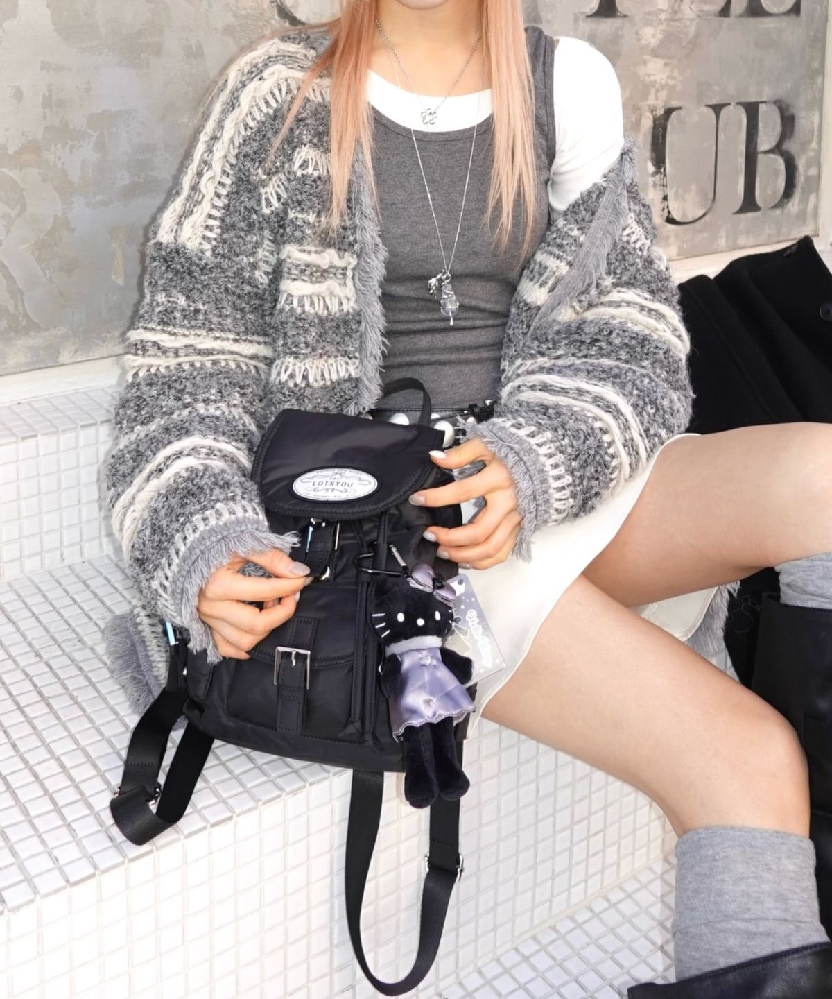라츠유(LOTSYOU) Nostalgia chubby Backpack Black