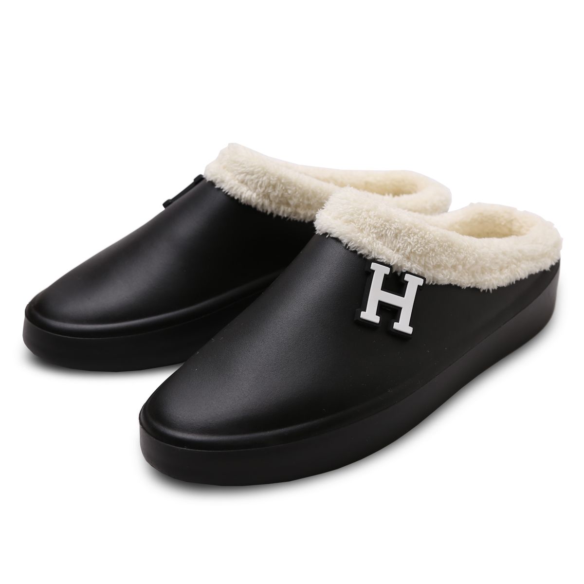 하버드 슈즈(HARVARD SHOES) 코지 남여공용 퍼 슬리퍼 블로퍼 블랙