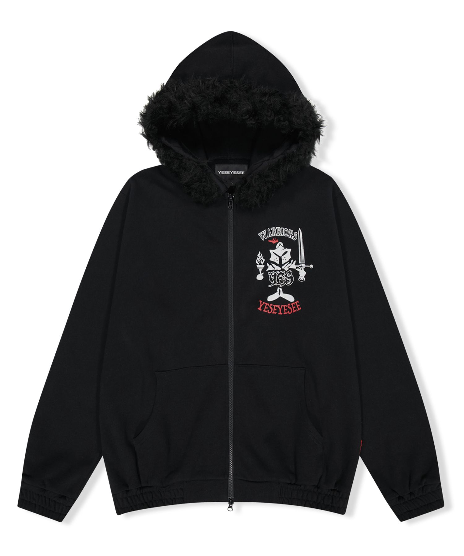 ★2023FW新作★YESEYESEE★Y.E.S Fur Zip-up Hoodie yeseyesee Y.E.S Fur Zip-up Hoodie - Navy | International Store