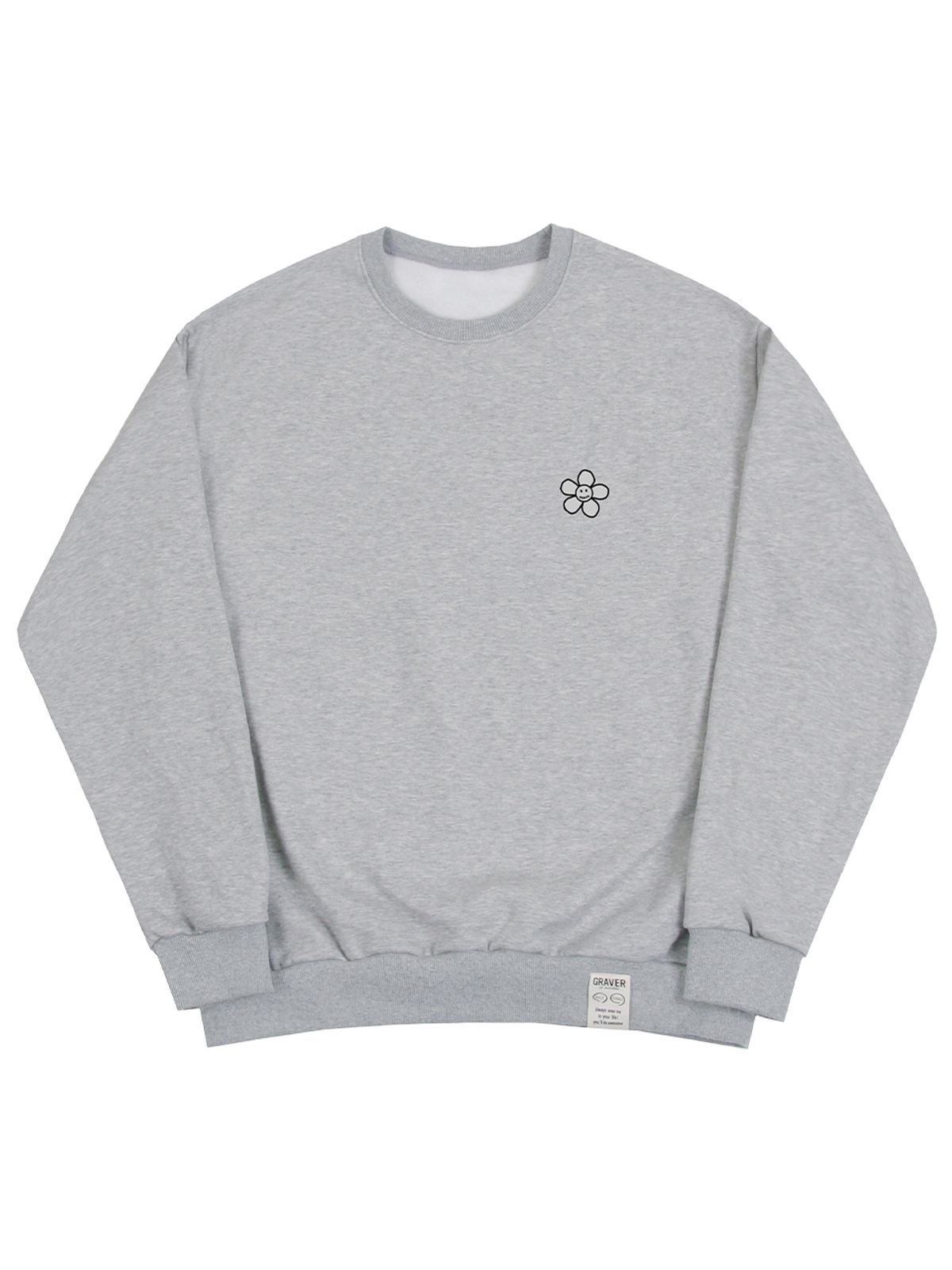 그레이버(GRAVER) [UNISEX]라인 플라워도트 로고 스마일 맨투맨_그레이