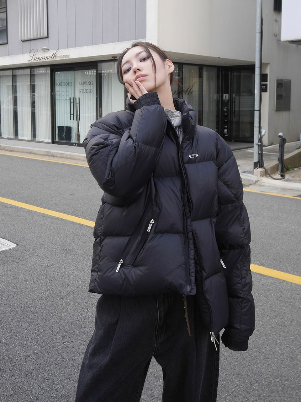 MUSINSA公式 | OPENING PROJECT Identity Down Jacket - Black