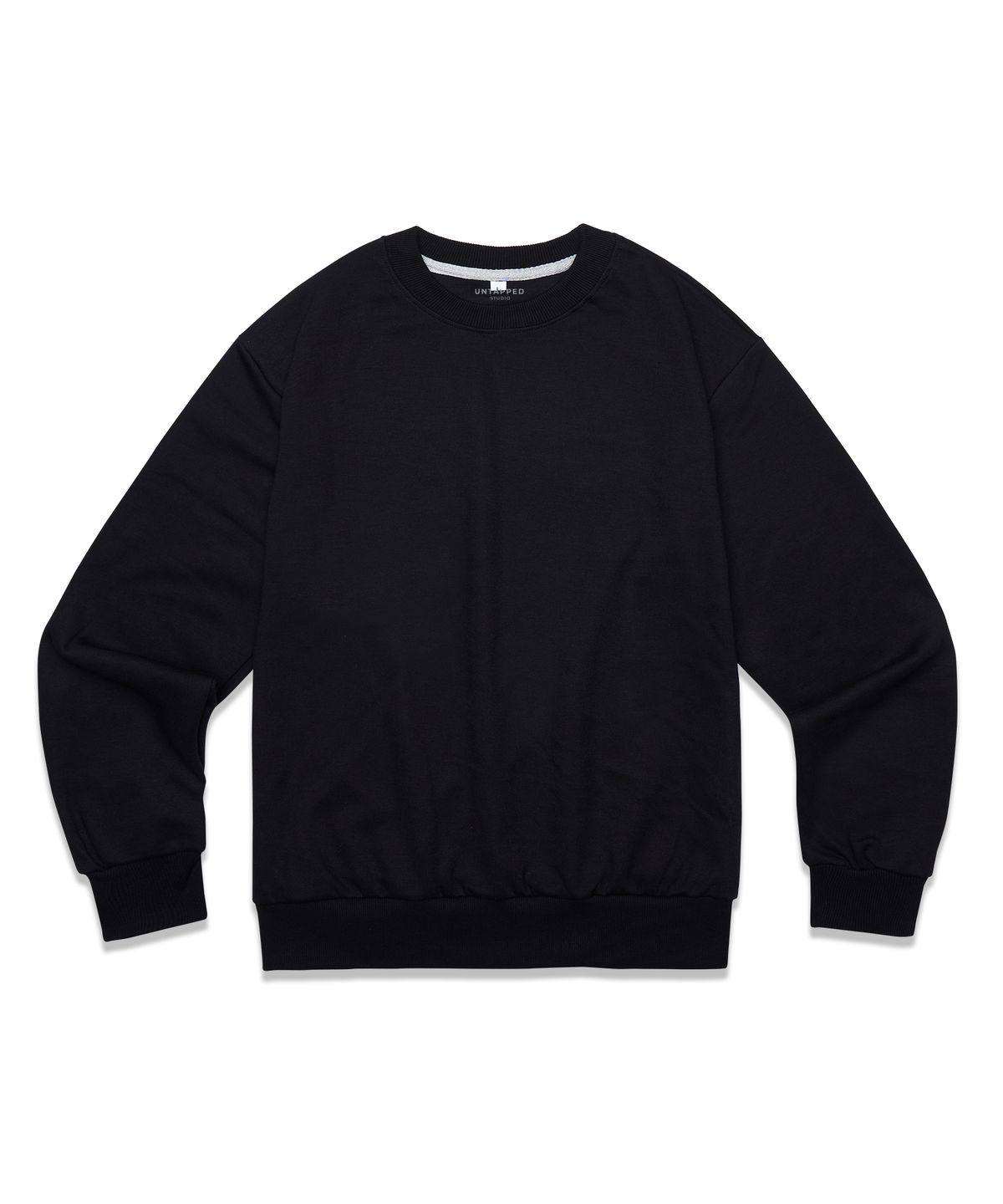 언탭트 스튜디오(UNTAPPED STUDIO) 베이직핏 소프트테리 스웨트셔츠 맨투맨 티셔츠 블랙