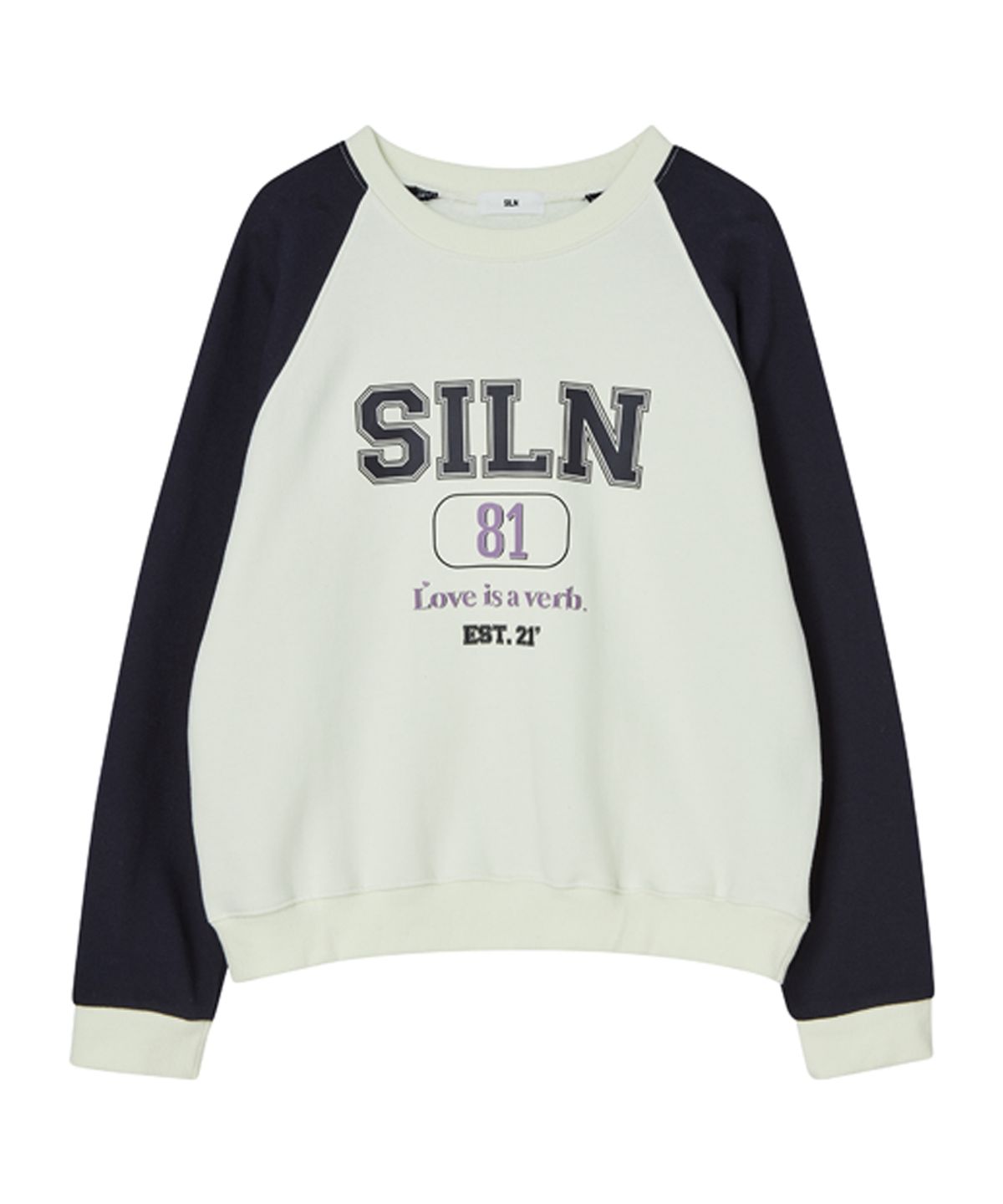 실른(SILN) Color Block Raglan Sweatshirts (CREAM) 기모 Ver.