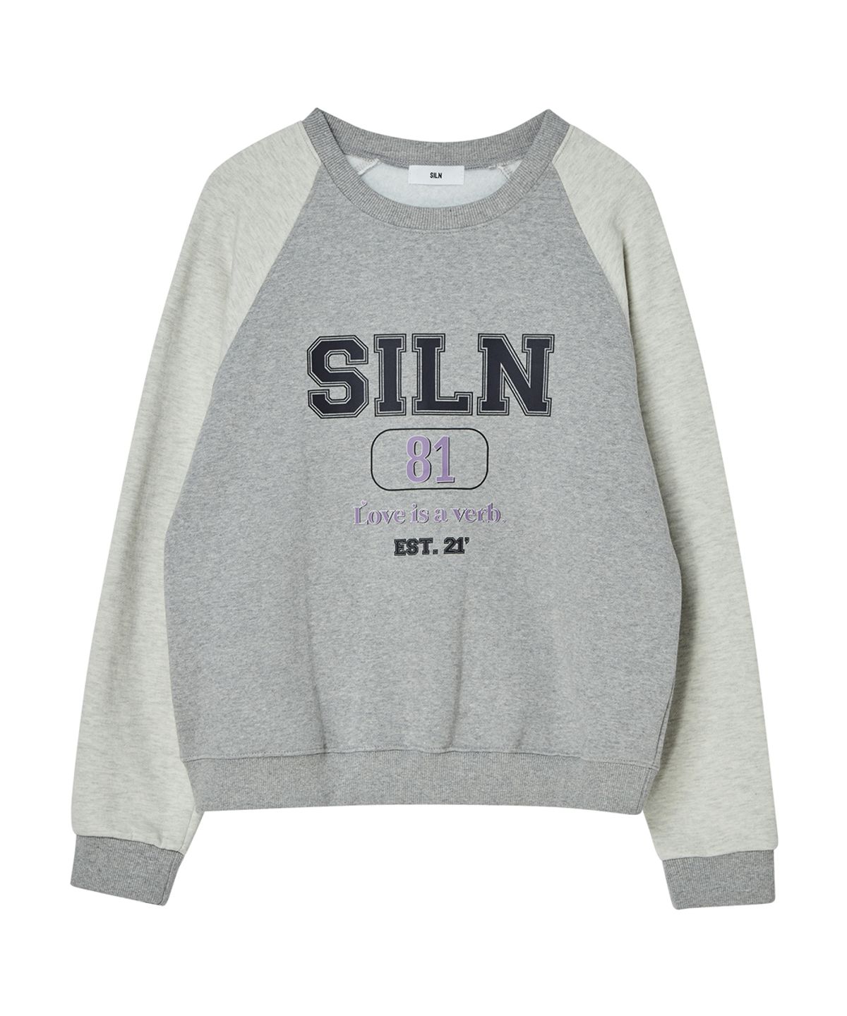 실른(SILN) Color Block Raglan Sweatshirts (MELANGE GREY) 기모 Ver.