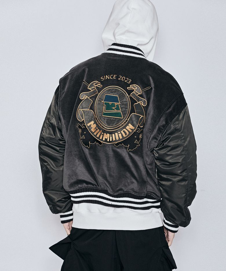 MUDSTONE VELVET MA-1 JACKET J08- DARK GREY