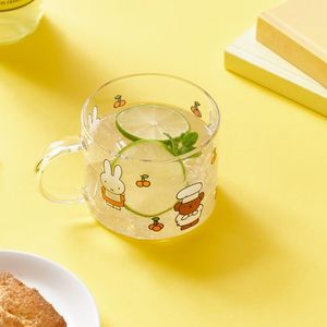 미피 시리얼볼 그릭요거트볼 손잡이 투명 컵 2세대 내열강화유리 (체리)