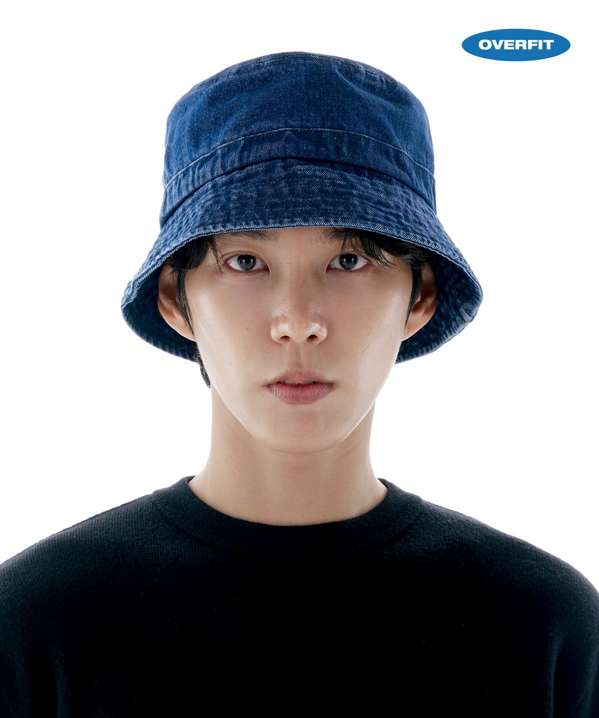 루오에스팩(LUOESPAC) 오버핏 워싱 데님 라인 버킷햇(인디고)