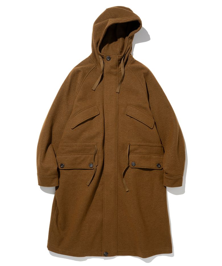 wool hood coat brown