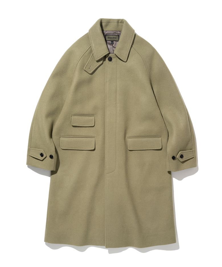 wool balmacaan coat khaki