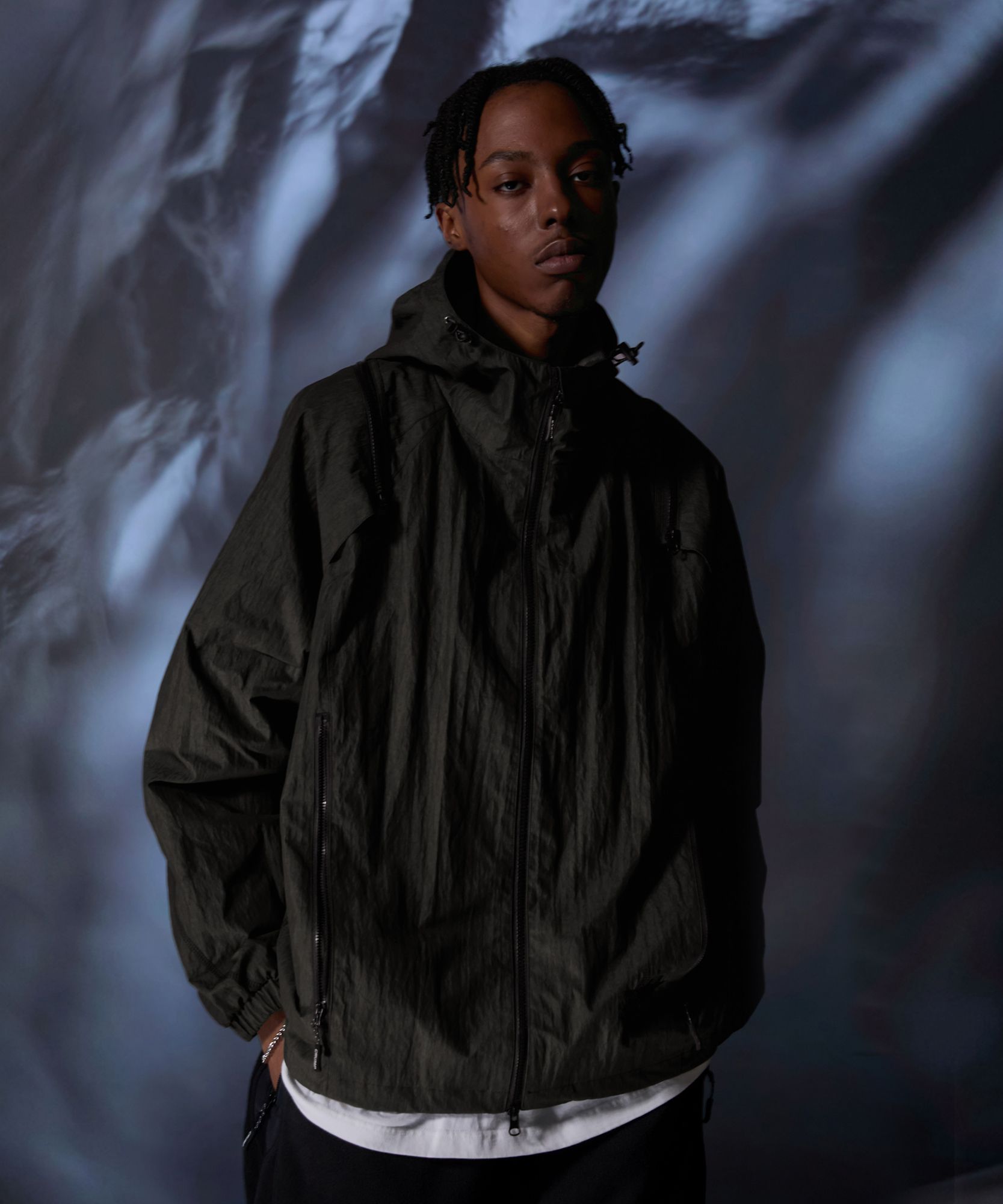 MUSINSA | CRUMP Detachable Pigment Grave Jacket [Charcoal]