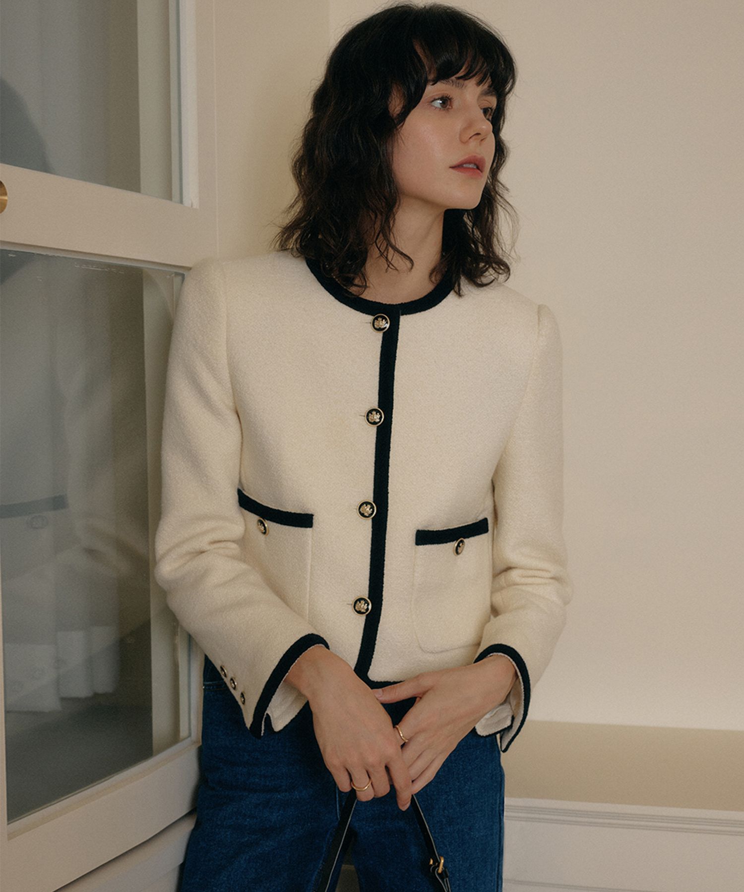 韓国ブランド【LOOKAST】 HERA COMBI TWEEDJACKET MUSINSA | LOOKAST HERA COMBI TWEED JACKET - IVORY