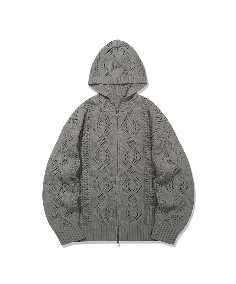 Neutral Punching Zip-up Sweater(CHARCOAL)