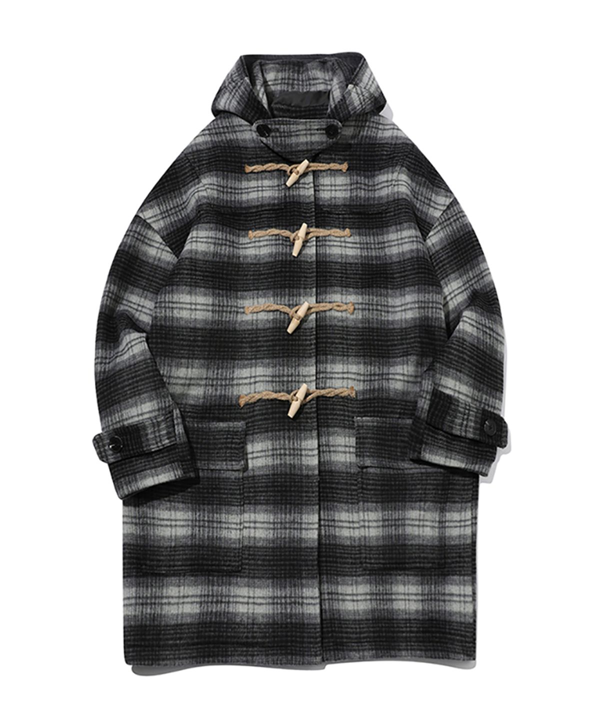 메인부스(MAINBOOTH) Oversized Check Duffle Coat(BLACK)