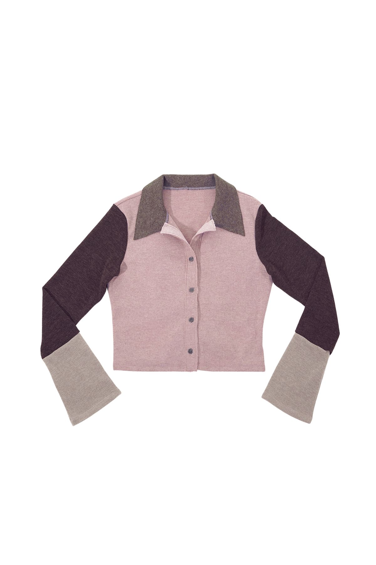 달링유어배드(DARLING, YOU'RE BAD) MULTICOLOR KNIT SHIRT # PINK BROWM