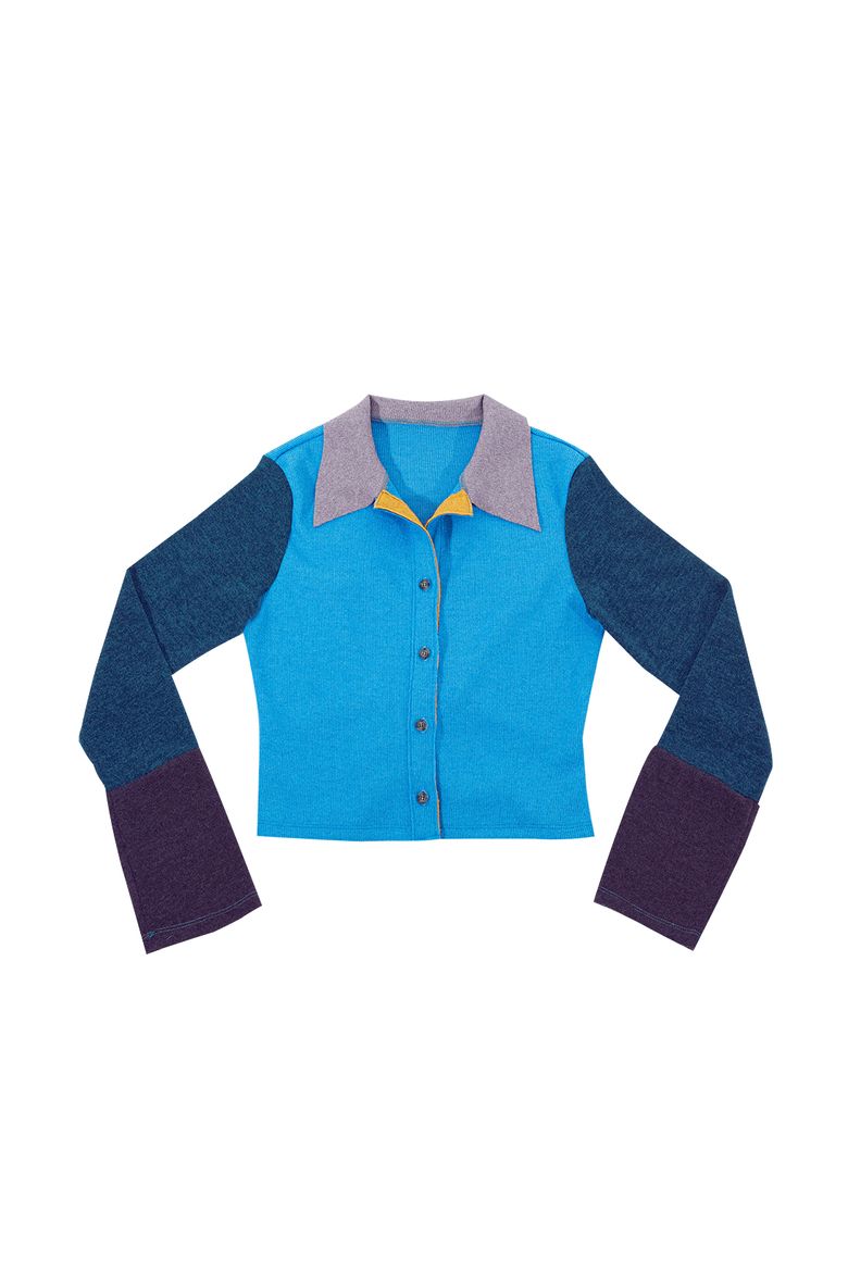 MULTICOLOR KNIT SHIRT # BLUE