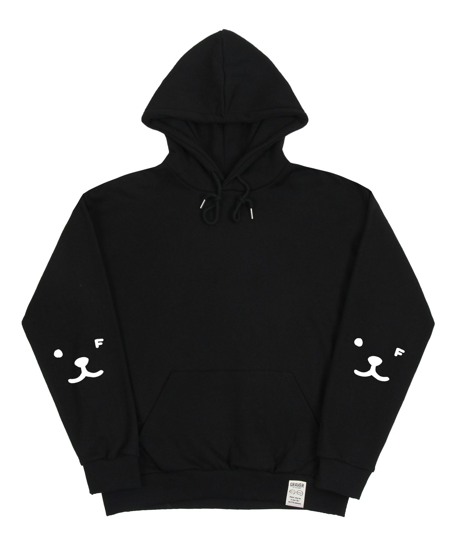 【GRAVER】23FW★ Elbow Puppy Face Smile Sweatshirt MUSINSA | GRAVER [UNISEX]Elbow Puppy Face Smile Hoodie_Black