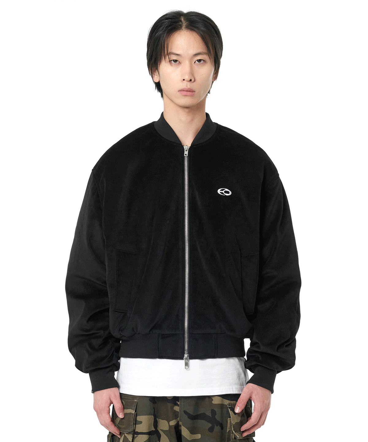 오픈야드(오와이)(OPENYARD(OY)) VELOUR S.L BOMBER JACKET-BLACK