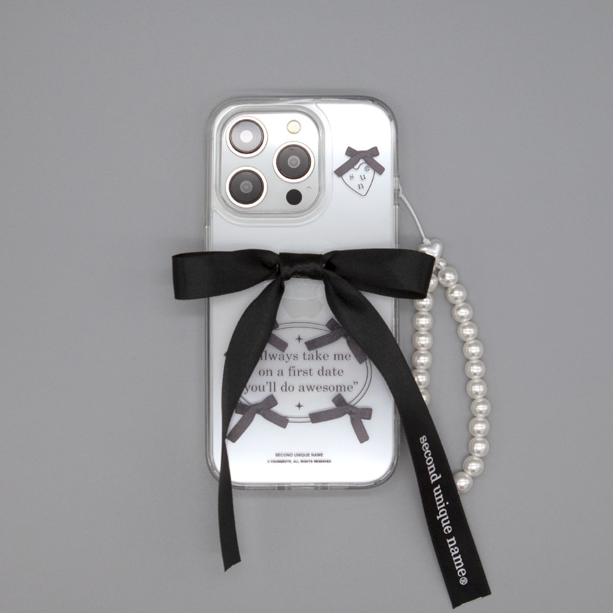 세컨드유니크네임(SECOND UNIQUE NAME) SUN CASE CLEAR BALLET RIBBON BLACK