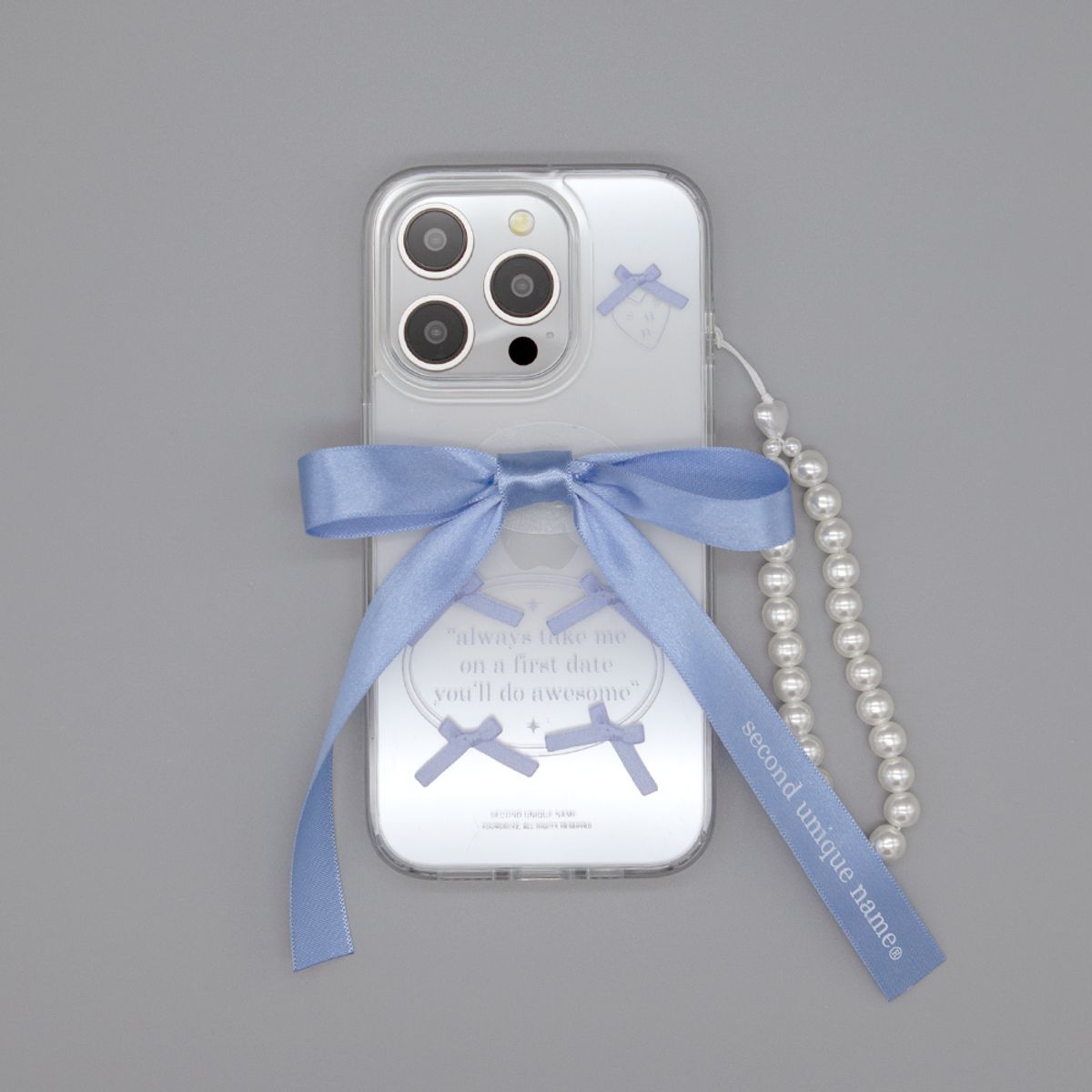 세컨드유니크네임(SECOND UNIQUE NAME) SUN CASE CLEAR BALLET RIBBON BLUE