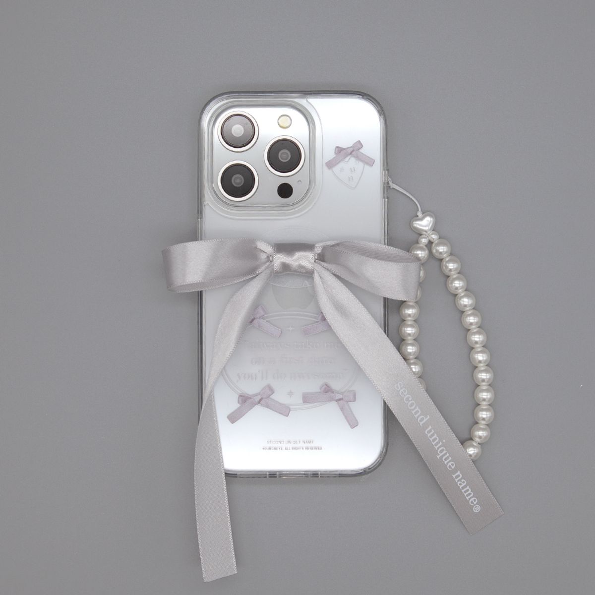 세컨드유니크네임(SECOND UNIQUE NAME) SUN CASE CLEAR BALLET RIBBON SILVER