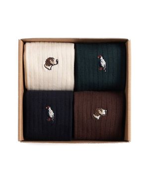 HD/SP ANIMAL SOCKS SET (ivory/brown/green/navy)