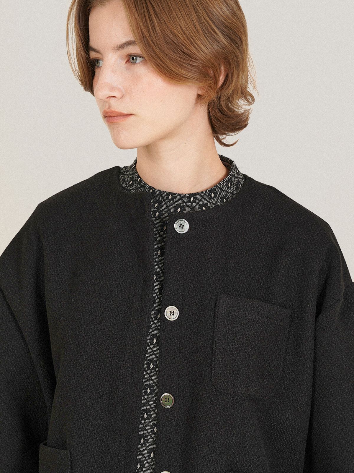 레이에(LEIE) ANN BOUCLE SOFT WOOL CARDIGAN JACKET_BK