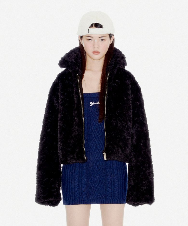 YOUHEE SHEARING FUR JACKET BLACK