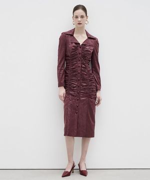 23FW 칼라79 컬렉터 프리미엄 럭셔리 펄 원피스 버건디