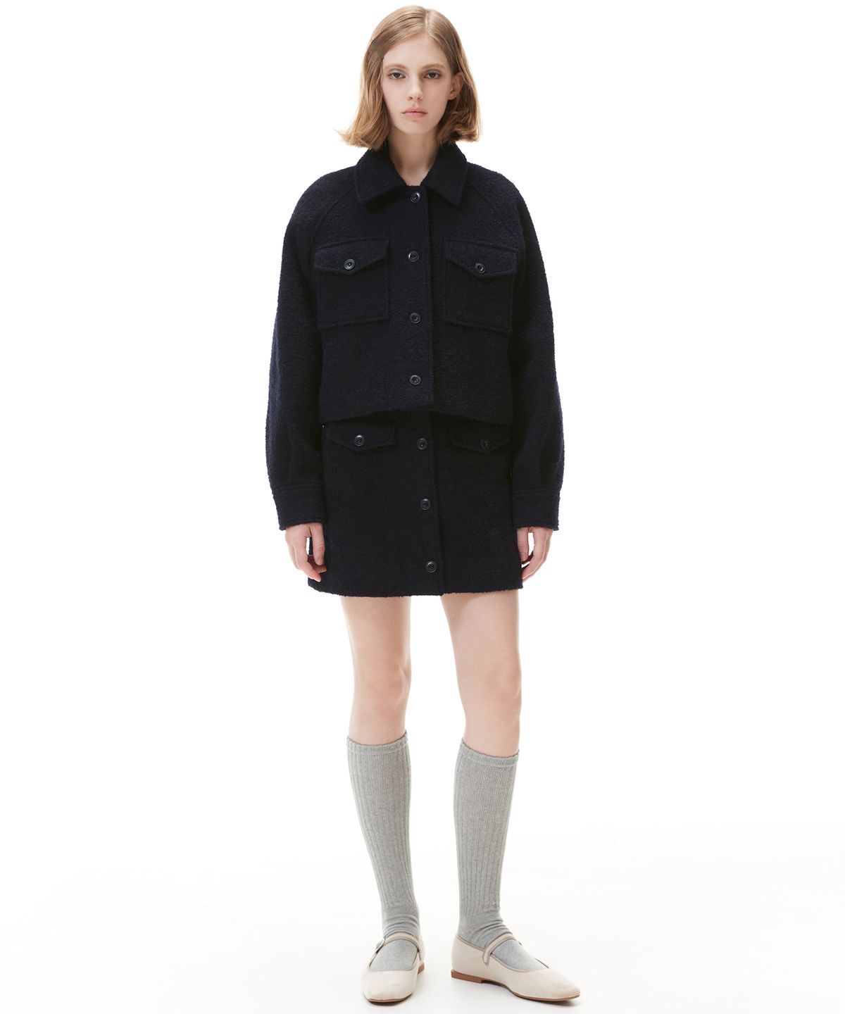 해바이해킴(HAE BY HAEKIM) BOUCLE WOOL SHORT JACKET_NAVY